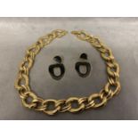 Gilt metal 1970s suite of jewellery by Napier to include oval link heavy chain necklace, and a