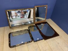 3 Decorative wall mirrors, to include black lacquered chinoisserie style, and 2 others (5)
