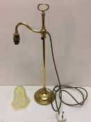 Single Brass desk lamp and glass shade, adjustable, 55cm H