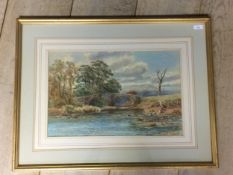 JOHN SYER (1815-1885), Watercolour, river scene, signed lower right, 50 x 32xm framed and glazed