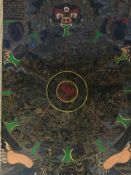 Thangka Mahakala and The Wheel of Dharma. Pigment on cloth, Tibet 19thC. 60cm x 40cm