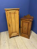 Arts and Crafts style light honey coloured oak side cabinet 110h 37d x 45 w cm, and a smaller