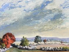 Framed oil of sheep in landscape , marked verso, 48 x 59 cm Christopher Hollick, Fontainnes du