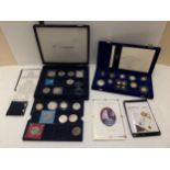 2 cases of coins, Royal Mint Millennium cased presentation coinage "Westminster" and various