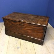 Oak panelled coffer , with rising lid, and candle box, some wear and losses 46h x 95w x 48d cm