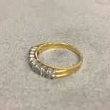 18ct gold and diamond half eternity ring with 9 square cut diamonds 3.5g, size M