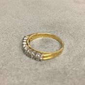18ct gold and diamond half eternity ring with 9 square cut diamonds 3.5g, size M