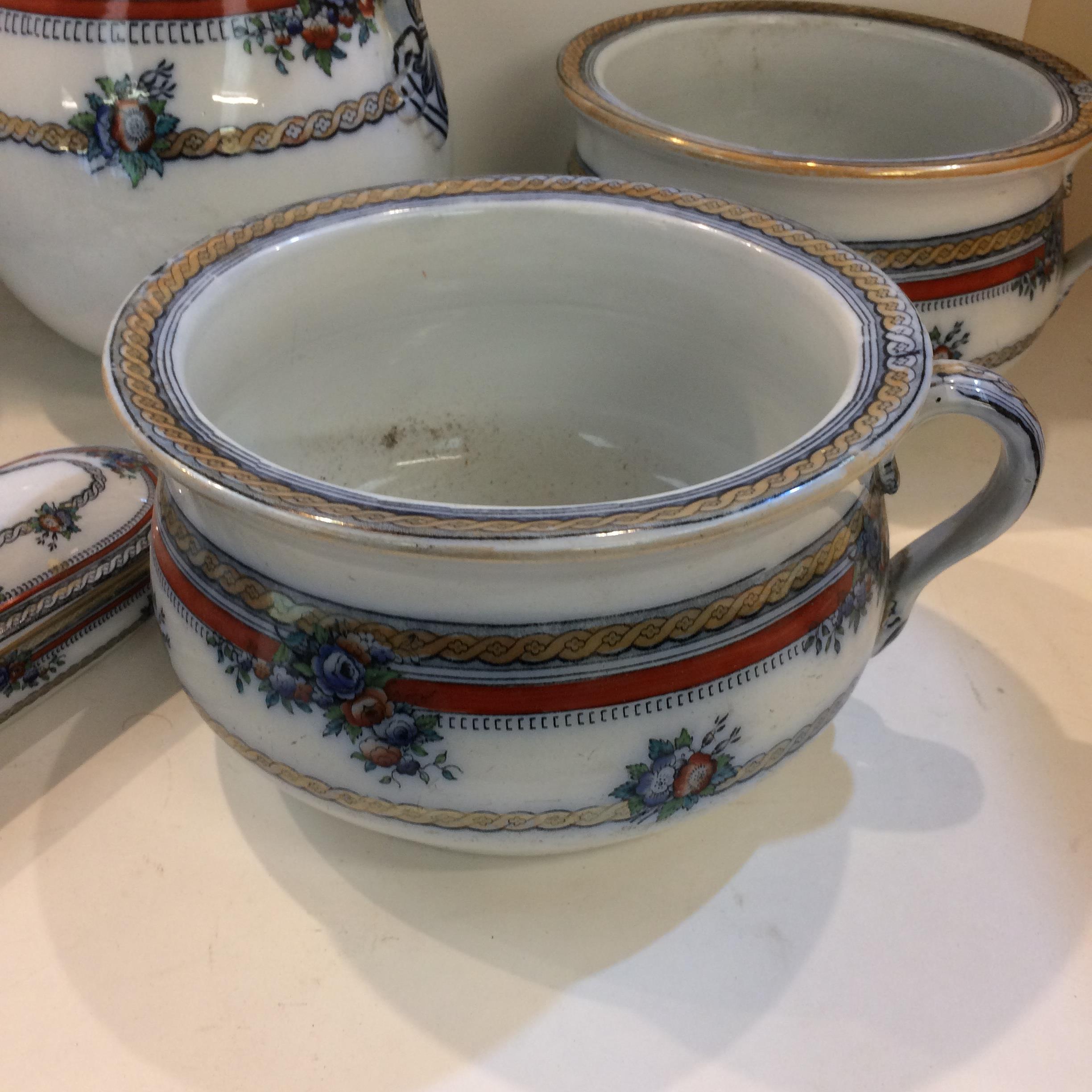 A quantity of china - large wash jug and bowl, with some wear and damage - Image 4 of 6