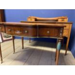 Edwardian light coloured burr style dressing table, with 5 drawers; and a small 3 drawer writing