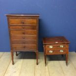 Mahogany 6 drawer music cabinet , much wear to the knob handles, and a smaller low cabinet with