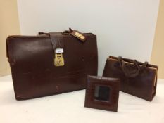 Leather brief case, frame and handbag