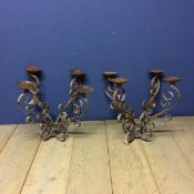 Pair of French antique church candelabras, possibly late C19th, wrought iron