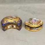 Two Sevres ceramic jewellery caskets with hand painted gilt decoration