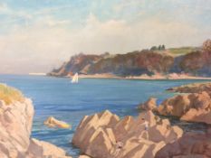 John Henry Willis, RBA, ARCA ( British, 1887 - 1989) , The Cove, Paignton, Devon, Oil on Board, gilt