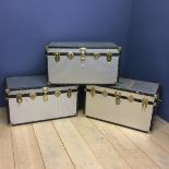 3 metal storage trunks