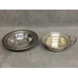 Two American sterling silver items to include sweet meat dish with cast rim, and sterling silver cup