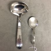 Two Danish sterling silver items to include small ladle and caddy spoon 72g