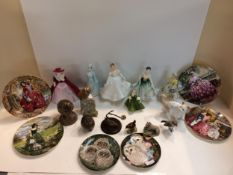 Quantity of Doulton figures and collection of plates, and other C20th ceramics