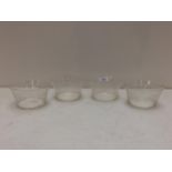 Four etched glass bowls