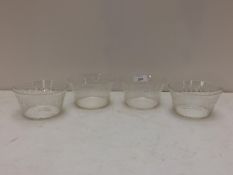 Four etched glass bowls