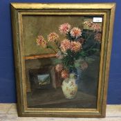 Piero San Salvadore (Italy 1892 - London 1955) "Chrysantemum" Still Life, Oil on panel, gilt