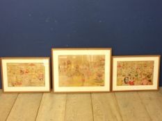 Three light framed and glazed original cartoon pencil and ink/wash drawings of humorous characters