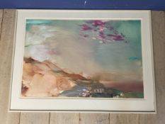 John Maxon, lithograph, landscape, signed and dated 1984, 94x 126 framed and glazed