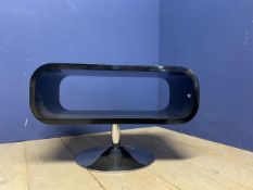 A good black designer table with circular chrome base stand 80 x 40 x 51h cm