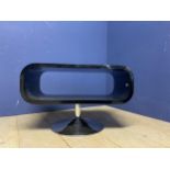 A good black designer table with circular chrome base stand 80 x 40 x 51h cm