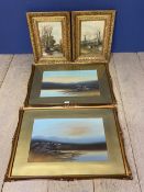 Pair of framed and glazed signed Wilfred Gaton watercolour landscape scenes; and another pair of