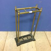 Edwardian brass umbrella stand with drip tray