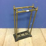 Edwardian brass umbrella stand with drip tray