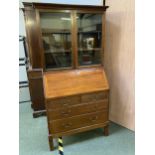A mahogany and glazed bureau bookcase 176cmH x 87cmW x 42 cm D