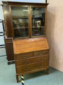 A mahogany and glazed bureau bookcase 176cmH x 87cmW x 42 cm D