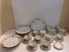 Quantity of Royal Copenhagen part dinner service with gilt and floral decoration, printed marks to