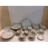 Quantity of Royal Copenhagen part dinner service with gilt and floral decoration, printed marks to