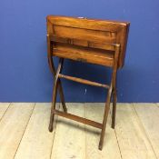 A late 19th/earlyC20th century campaign style folding desk probably with fitted interior (key