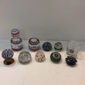 Collection of Cut Candy Cane glass paper weights and various makers