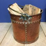 Large brass bucket with handle (full of wood!)