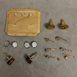 Two pairs of gilt Stirling silver gentlemen's cufflinks together with a collection of unmarked