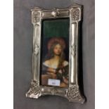 Arts and Crafts sterling silver easel picture frame by K Atkin and son Birmingham 1901, 27cmx13cm