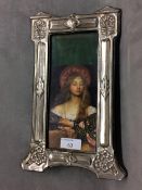Arts and Crafts sterling silver easel picture frame by K Atkin and son Birmingham 1901, 27cmx13cm