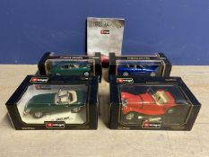 A collection of 4 boxed, Special edition Maisto, Jaguar XK8. 1:18; Burago Jaguar SS 100 (1937);