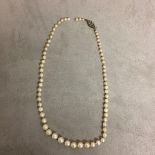 Strand of graduated cultured pearls, 37cm