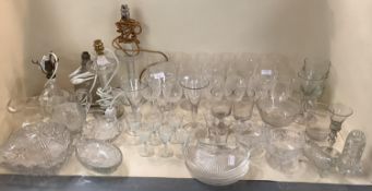 A good mixed lot of glasswares, mainly C20th, some earlier, to include glass lamps as