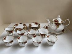 An Old Country Roses set, to include Teapot, cream and sugar etc