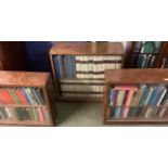 Quantity of books in 3 glazed wooden shelves, with glass sliding doors, Vintage books, titles to