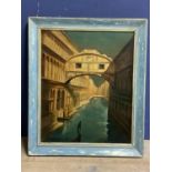 Piazzo, Italian School, Venice Canal oil on board, signed lower left, 70 x 62, in distressed blue