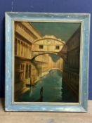 Piazzo, Italian School, Venice Canal oil on board, signed lower left, 70 x 62, in distressed blue