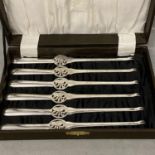 Boxed set of 6 sterling silver lobster picks by Frank Cobb & CO Ltd, Sheffield, Approx 190g